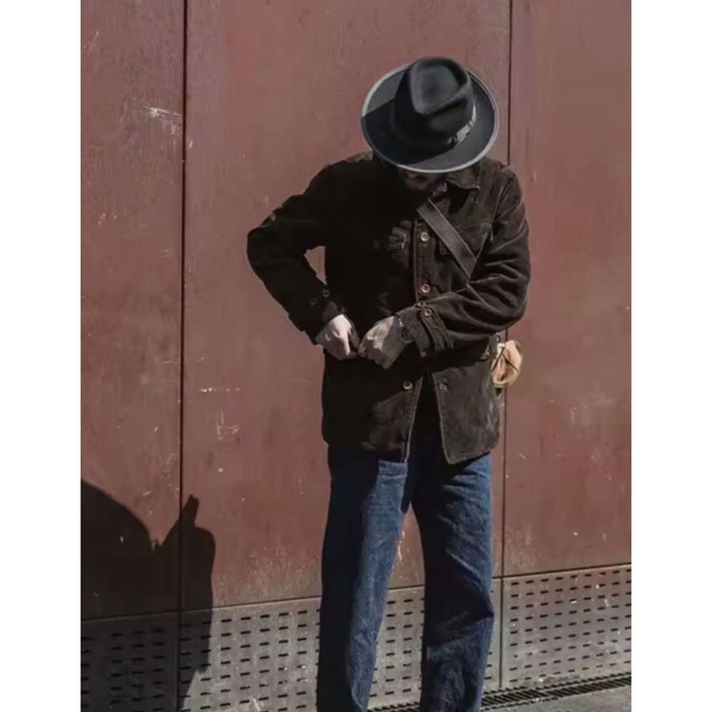 1930 Bronson Mfg French Hunting Jacket Vintage Style Men Thick Corduroy Coat 38